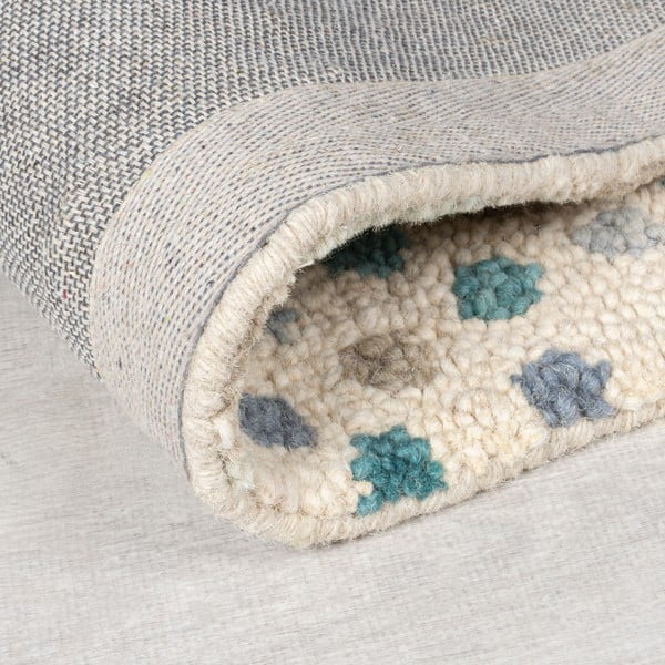 Modrý/béžový ručně tkaný vlněný koberec 120x170 cm Eloise Patchwork – Flair Rugs-image-3