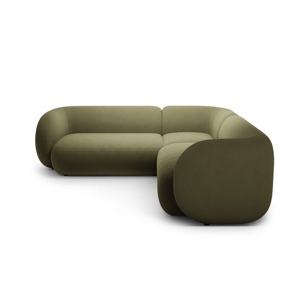 Zelená sametová rohová pohovka Kate – Micadoni -image-1