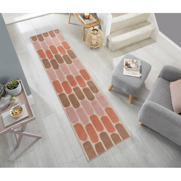 Oranžový vlněný běhoun Flair Rugs Fossil, 60 x 230 cm-image-4