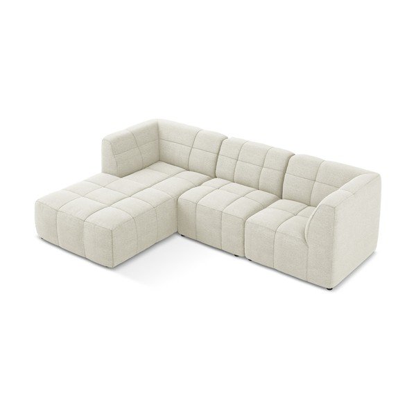 Béžová rohová pohovka z textilie bouclé (levý roh/s lenoškou) Aloha – Makamii-image-3