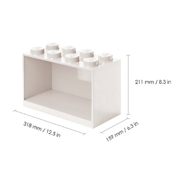 Sada 2 dětských šedých nástěnných polic LEGO® Brick-image-2