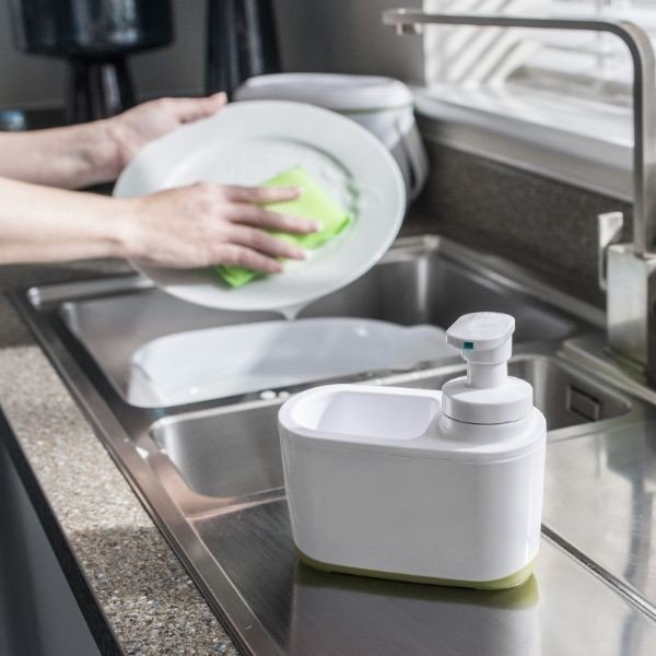 Bílo-zelený dávkovač na mýdlo Addis-image-3