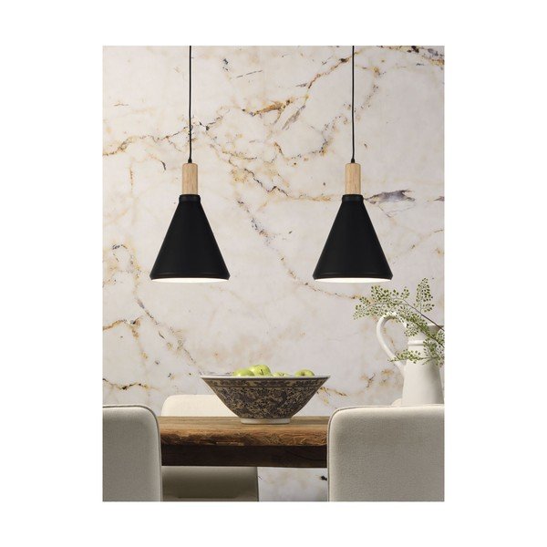 Závěsné svítidlo s kovovým stínidlem v černo-přírodní barvě ø 25 cm Melbourne – it's about RoMi-image-3