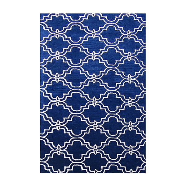 Tmavě modrý vlněný koberec Bakero Riviera, 244 x 153 cm