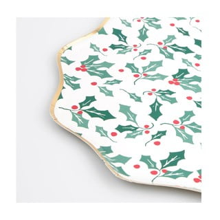 Papírové jednorázové tácky v sadě  8 ks Holly Pattern – Meri Meri