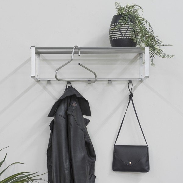Kovový nástěnný věšák ve stříbrné barvě s poličkou 70 cm Rex – Spinder Design-image-1