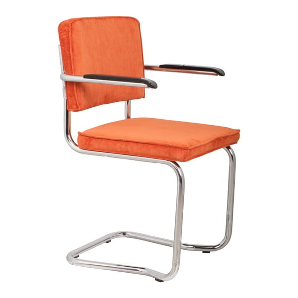 Sada 2 oranžových židlí s područkami Zuiver Ridge Kink Rib