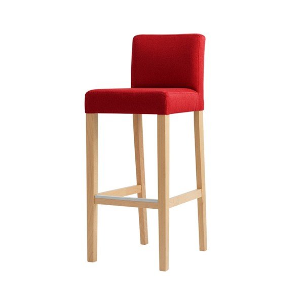 Červená barová židle s přírodními nohami Custom Form Wilton