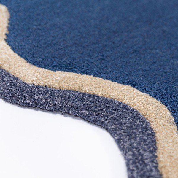 Tmavě modrý ručně tkaný koberec s příměsí vlny 160x230 cm Rivo Wool – Flair Rugs-image-4