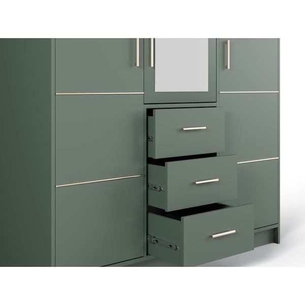 Zelená šatní skříň se zrcadlem 147x200 cm Burren - Cosmopolitan Design-image-1