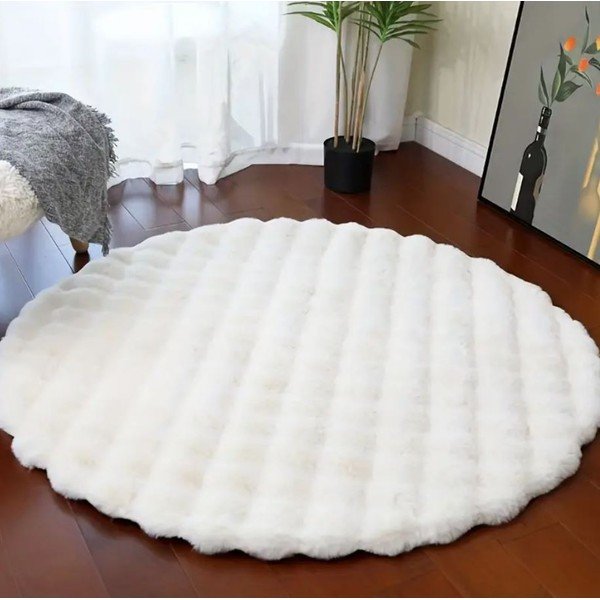 Bílý pratelný kulatý koberec ø 80 cm Bubble White – Mila Home-image-3