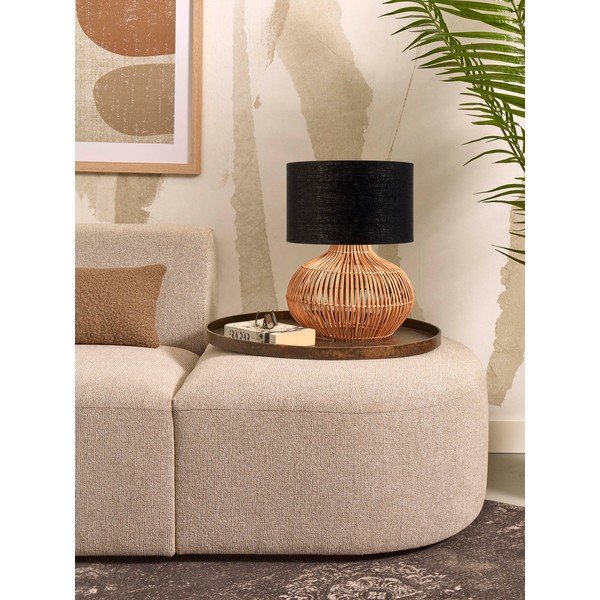 Stolní lampa s textilním stínidlem v černo-přírodní barvě (výška 48 cm) Kalahari – Good&Mojo-image-3