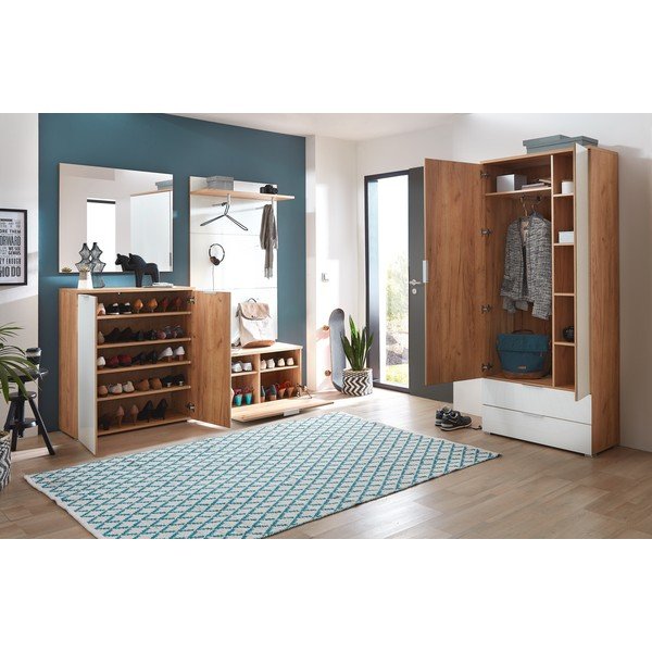 Bílá šatní skříň v dekoru dubu se zrcadlem 84x196 cm Telde - Germania-image-4