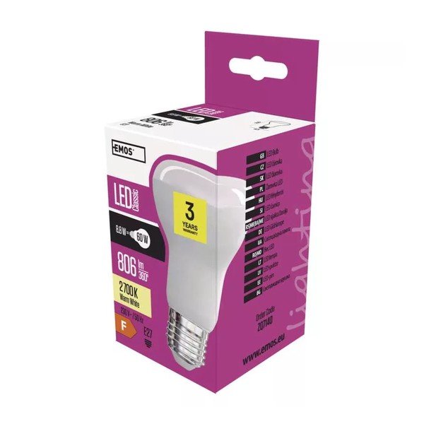 Teplá LED žárovka E27, 9 W – EMOS-image-1