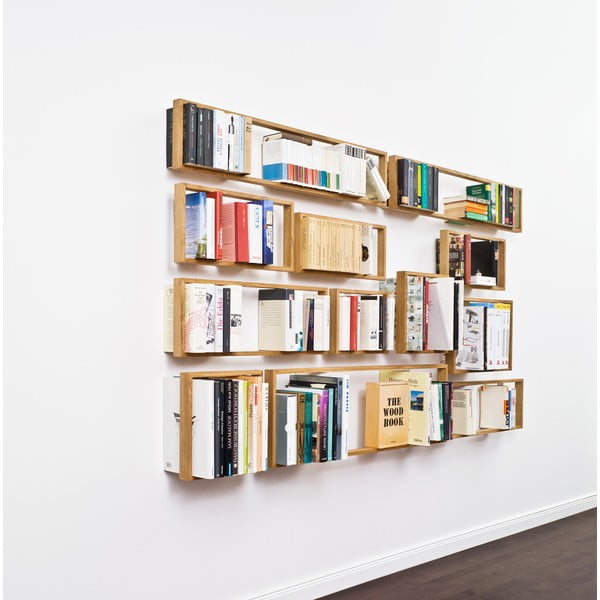 Knižní police z dubového dřeva das kleine b b4, výška 25 cm-image-1