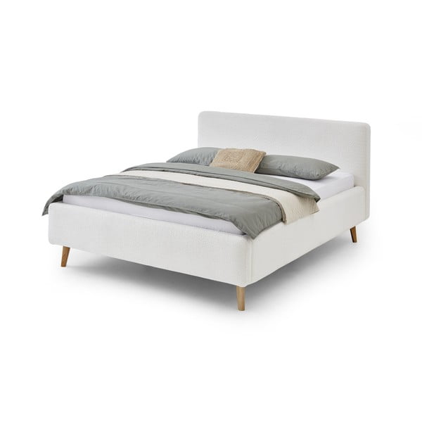 Bílá čalouněná dvoulůžková postel s úložným prostorem s roštem 160x200 cm Mattis - Meise Möbel