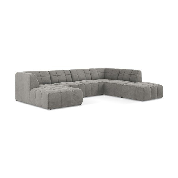 Šedá sametová rohová pohovka (do "U") Aloha – Makamii-image-2