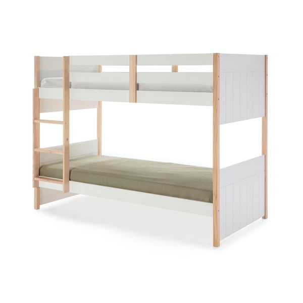 Bílá patrová dětská postel z borovicového dřeva 90x190 cm Kiara – Marckeric-image-2