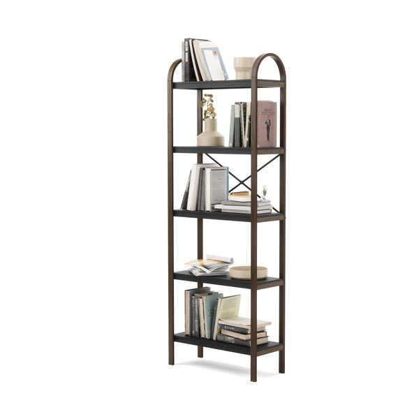 Černý přírodní regál v dekoru ořechu 61x170 cm Bellwood – Umbra-image-4