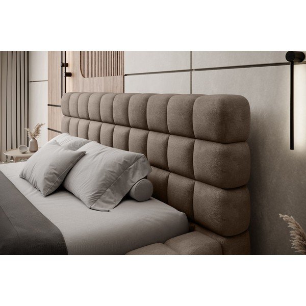 Světle hnědá čalouněná dvoulůžková postel s úložným prostorem s roštem 180x200 cm Dizzle – ELTAP-image-4
