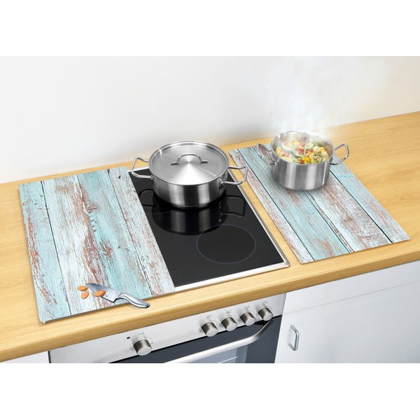 Kryty na sporák z tvrzeného skla v sadě 2 ks 52x30 cm Blue Wood – Allstar-image-1