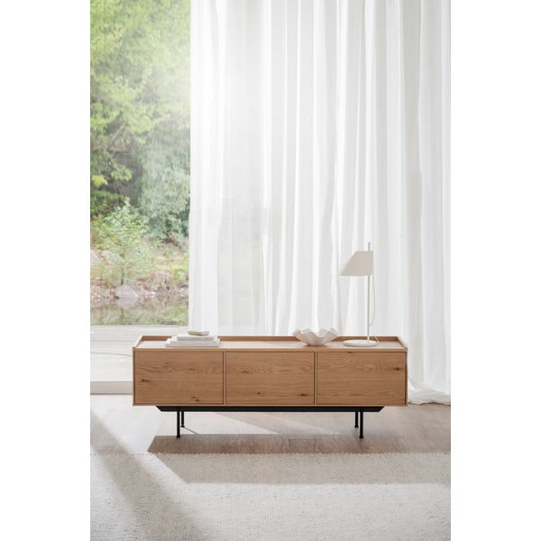 TV stolek v dekoru dubu v přírodní barvě 160x56 cm Brewerton - Rowico-image-1