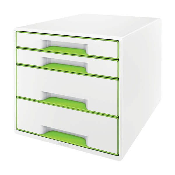 Bílo-zelený zásuvkový box Leitz WOW CUBE, 4 zásuvky