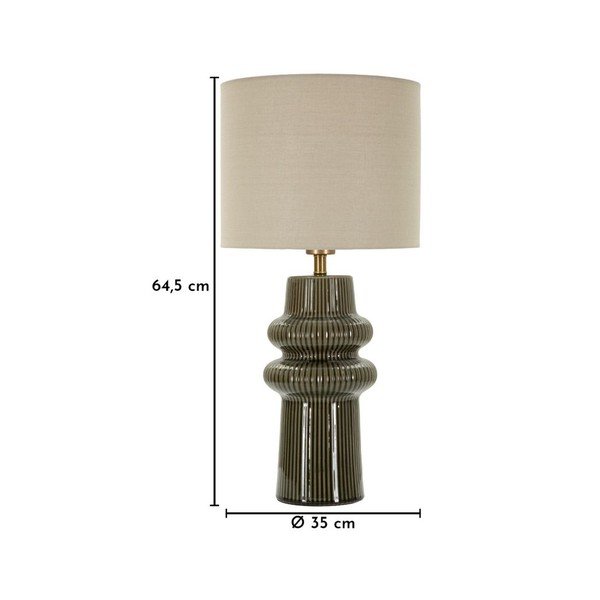 Khaki/krémová keramická stolní lampa s textilním stínidlem (výška 64,5 cm) Harmony – Mauro Ferretti-image-4