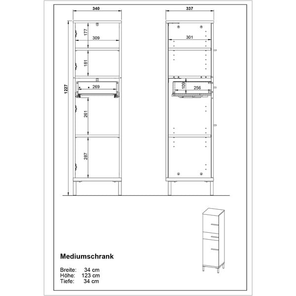Tmavě šedá koupelnová skříňka v dekoru dubu 34x123 cm Yonkers - Germania-image-3