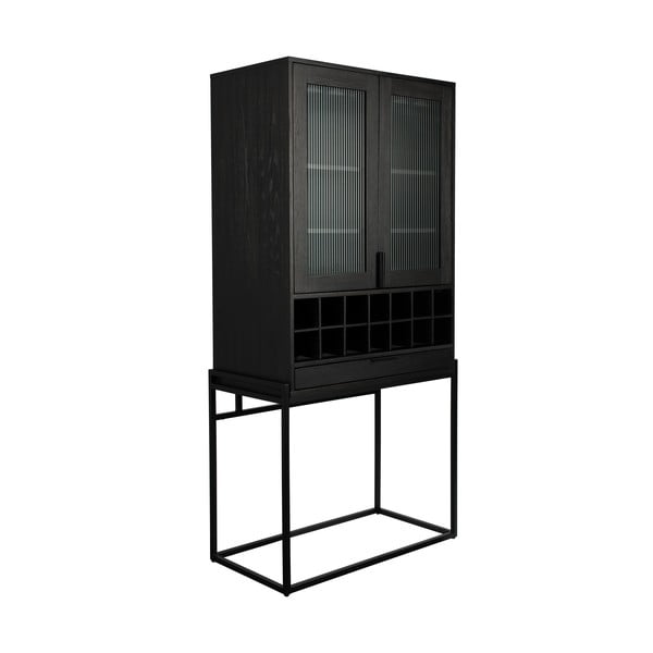 Černá vinotéka z dubového dřeva pro 20 lahví, 89x181 cm Travis – Zuiver-image-2