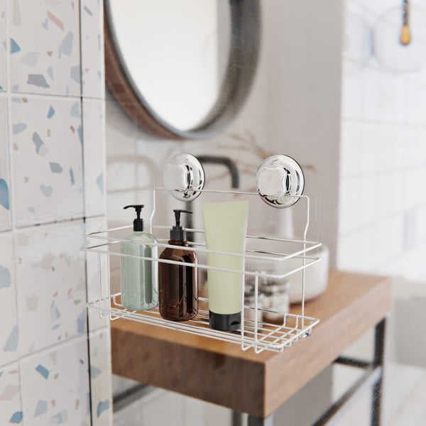 Samodržící kovová koupelnová polička ve stříbrné barvě Bestlock Bath – Compactor-image-1