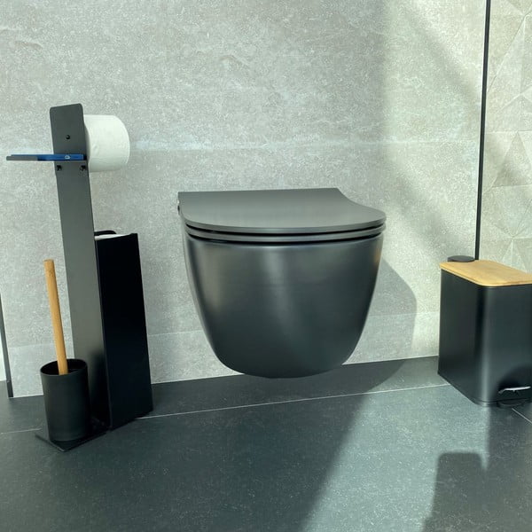 Matně černý nášlapný ocelový odpadkový koš 5 l   Erik – Spirella-image-2