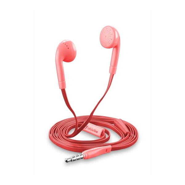 Růžová sluchátka Style&Color Cellularline Butterfly, plochý kabel, 3,5 mm jack