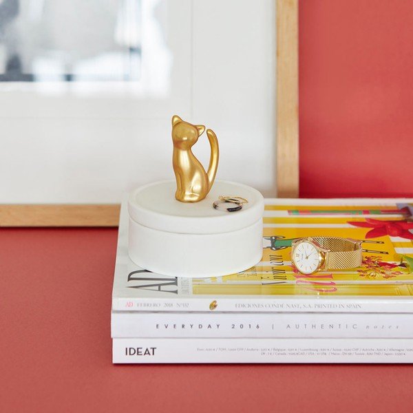 Bílá porcelánová dóza na šperky Balvi Cat-image-1