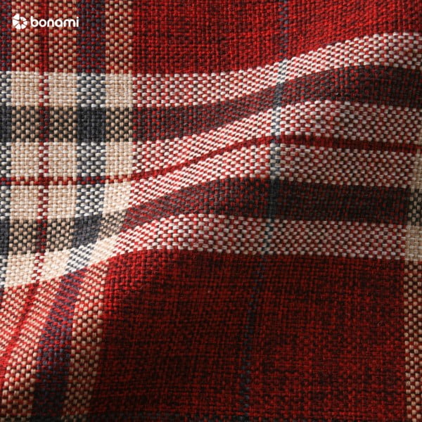 Červené kárované křeslo ušák Max Winzer Lorris-image-1