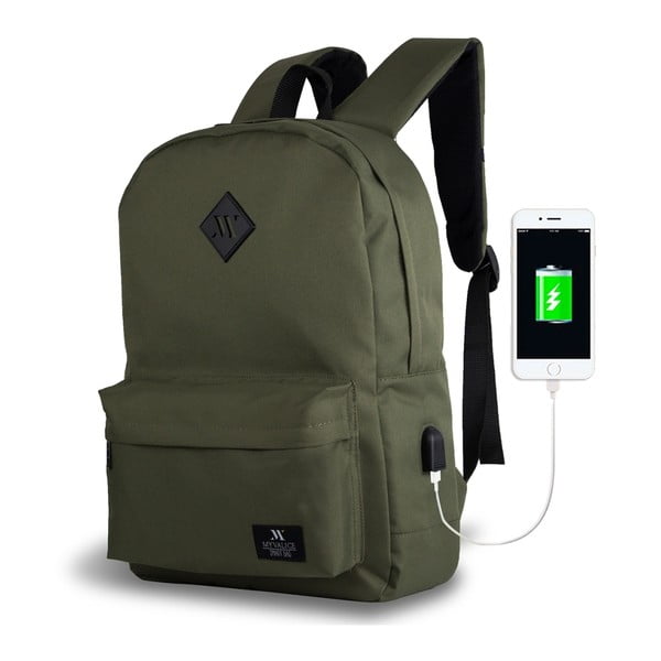 Tmavě zelený batoh s USB portem My Valice SPECTA Smart Bag