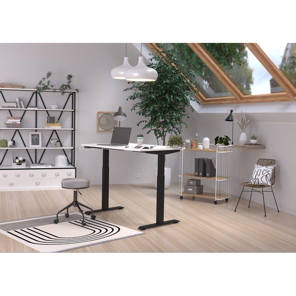 Pracovní stůl s elektricky nastavitelnou výškou s bílou deskou 80x120 cm Jet – Germania-image-1