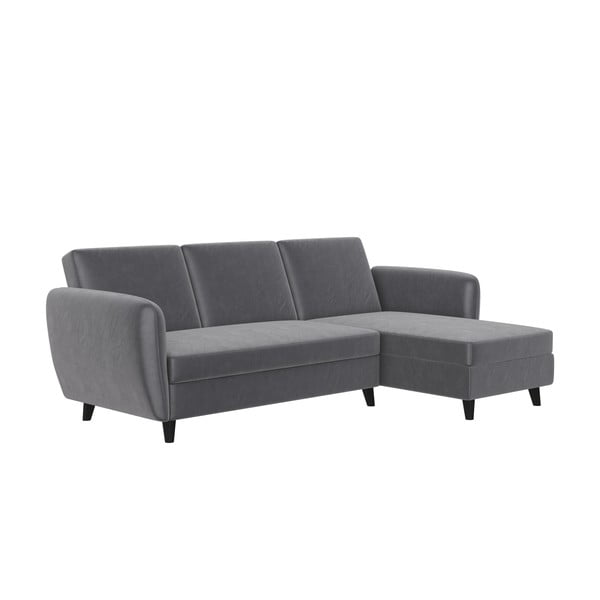 Šedá sametová rozkládací rohová pohovka Perry – Støraa