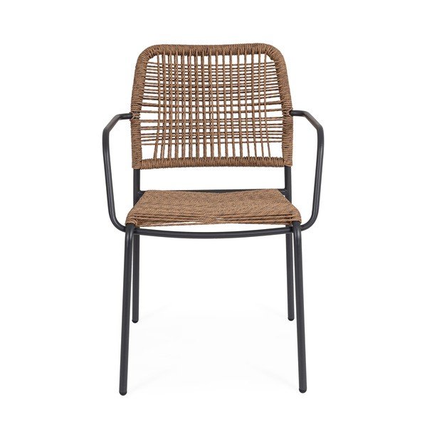 Tmavě šedá/v přírodní barvě kovová zahradní židle Jable – Bizzotto-image-2