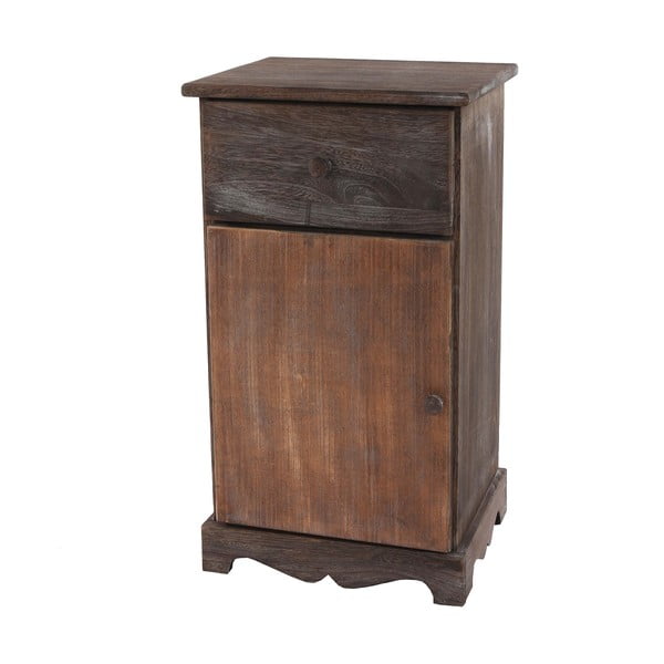 Hnědý dřevěný noční stolek Mendler Shabby