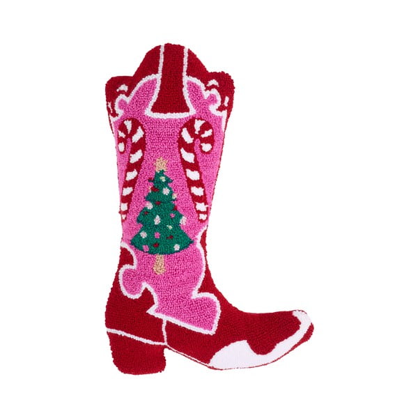 Dekorační polštář s vánočním motivem z materiálu bouclé 48x35 cm Santa's Howdy Christmas Boot – Catherine Lansfield