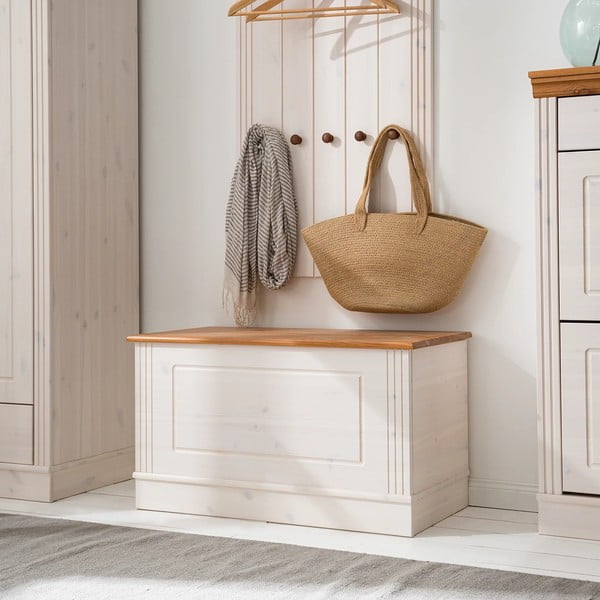 Bílá truhla z borovicového dřeva 80x45 cm Anita – Støraa-image-1