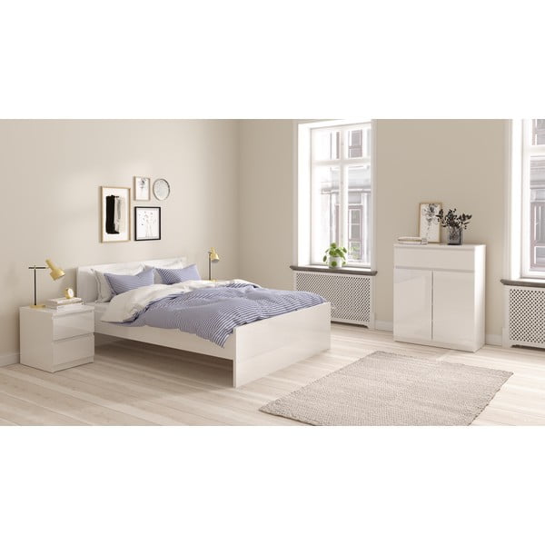 Bílá dvoulůžková postel z dřevotřísky bez roštu 140x200 cm Naia – Tvilum-image-1