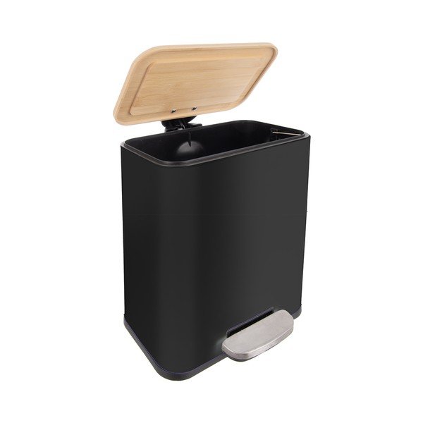 Černý nášlapný odpadkový koš z nerezové oceli 5 l Black – Orion-image-3