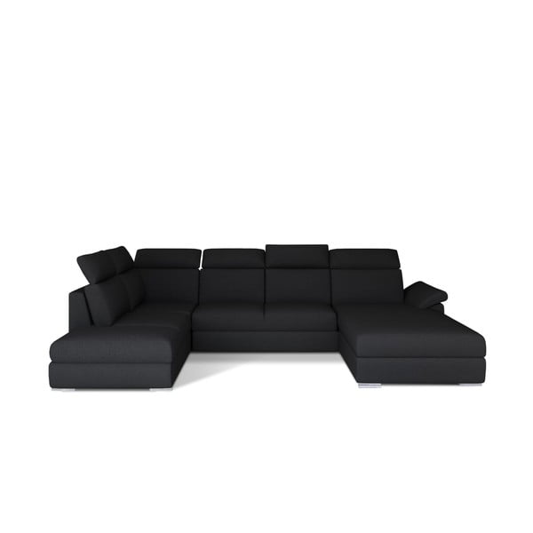 Černá rozkládací rohová pohovka (levý roh/do "U") Evanell – ELTAP