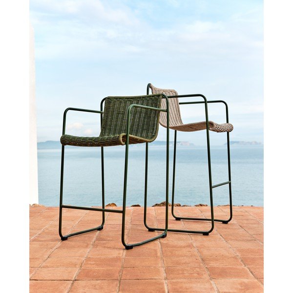 Šedozelená kovová zahradní barová židle Maurina – Kave Home-image-3