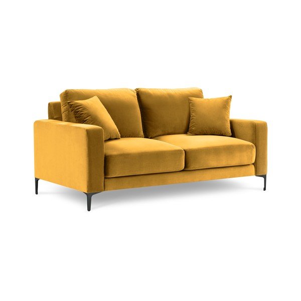 Žlutá sametová pohovka Kooko Home Harmony, 158 cm-image-3