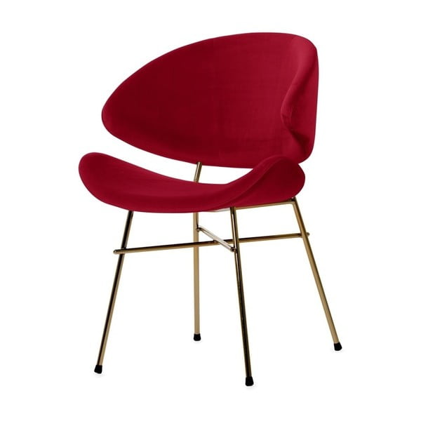 Červená židle nohami ve zlaté barvě Iker Cheri