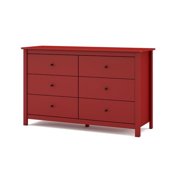 Červená nízká komoda z borovicového dřeva 130x80 cm Misti – Marckeric-image-3