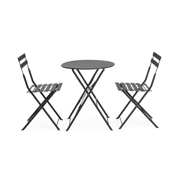 Antracitový ocelový zahradní jídelní set pro 2 Austin – Bizzotto